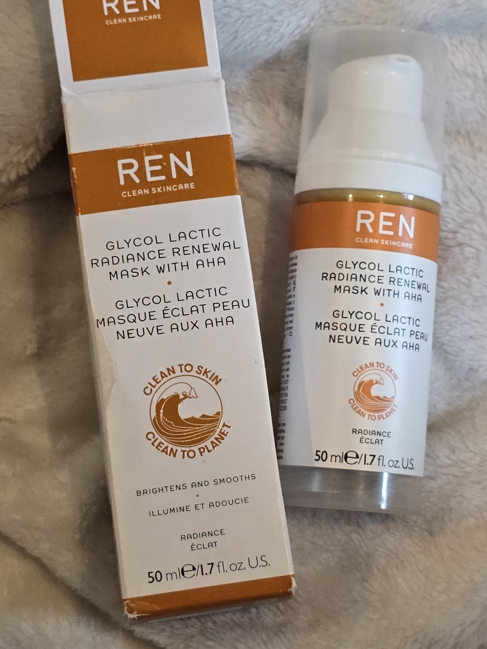 REN Glycol Lactic Radiance Renewal Mask with AHA — 50ml NEW